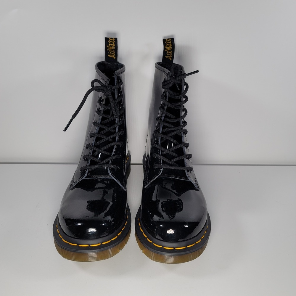 Dr. Martens 1460 Black Patent Leather Lace Up Combat Boots Women US 8 / EU 39